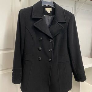 Women’s St. John's Bay Black Double-Breasted Pea Coat 1X